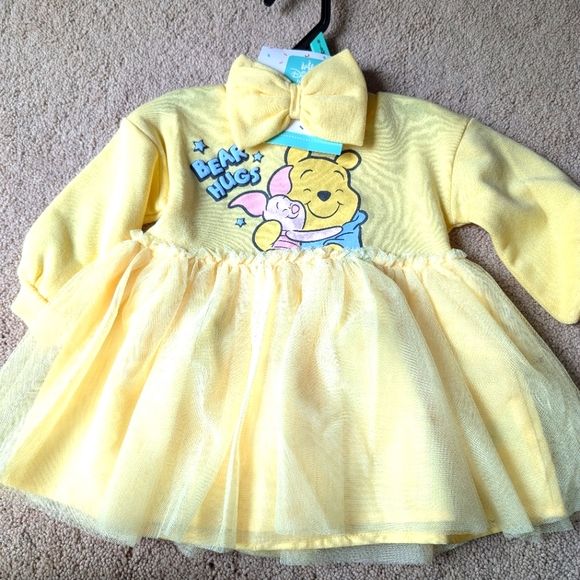 Disney Other - Disney Winnie the Pooh dress with matching bow and diaper cover 6-9 months nwt